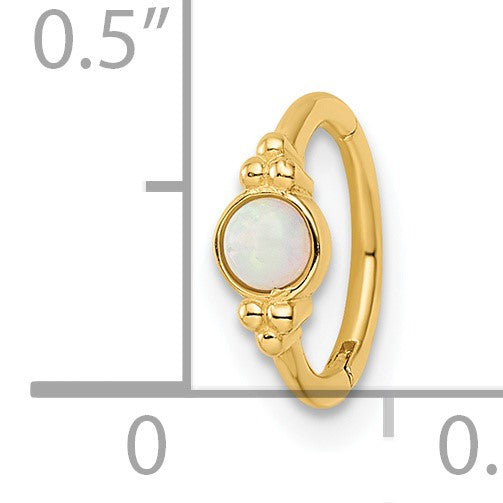 14k 18 Gauge Lab Created Opal Cartilage Ring