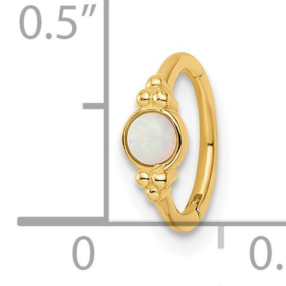 14k 18 Gauge Lab Created Opal Cartilage Ring