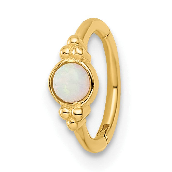 14k 18 Gauge Lab Created Opal Cartilage Ring