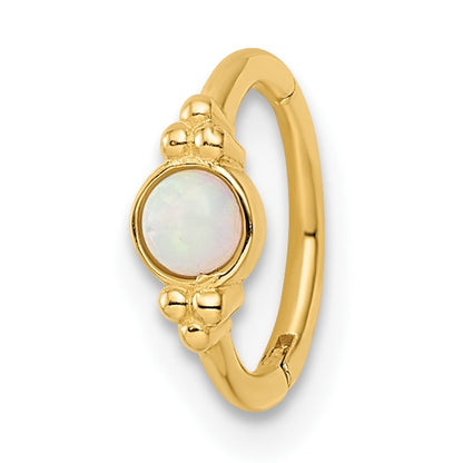 14k 18 Gauge Lab Created Opal Cartilage Ring