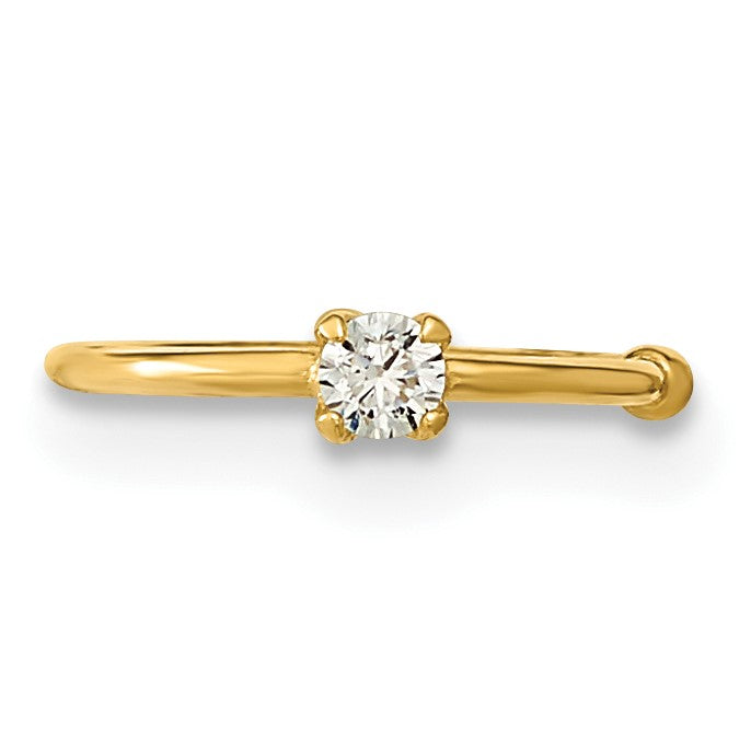 14K 20 Gauge CZ Hoop Nose Ring Body Jewelry