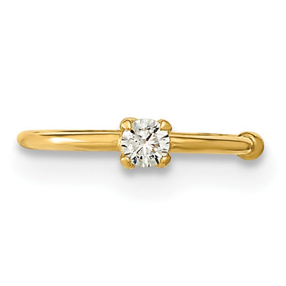 14K 20 Gauge CZ Hoop Nose Ring Body Jewelry