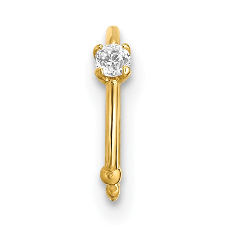 14K 20 Gauge CZ Hoop Nose Ring Body Jewelry