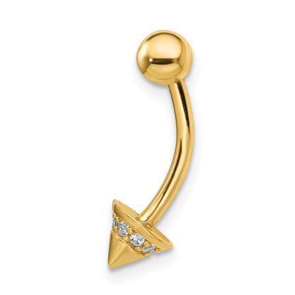 14k 14 gauge CZ Cone Belly Ring