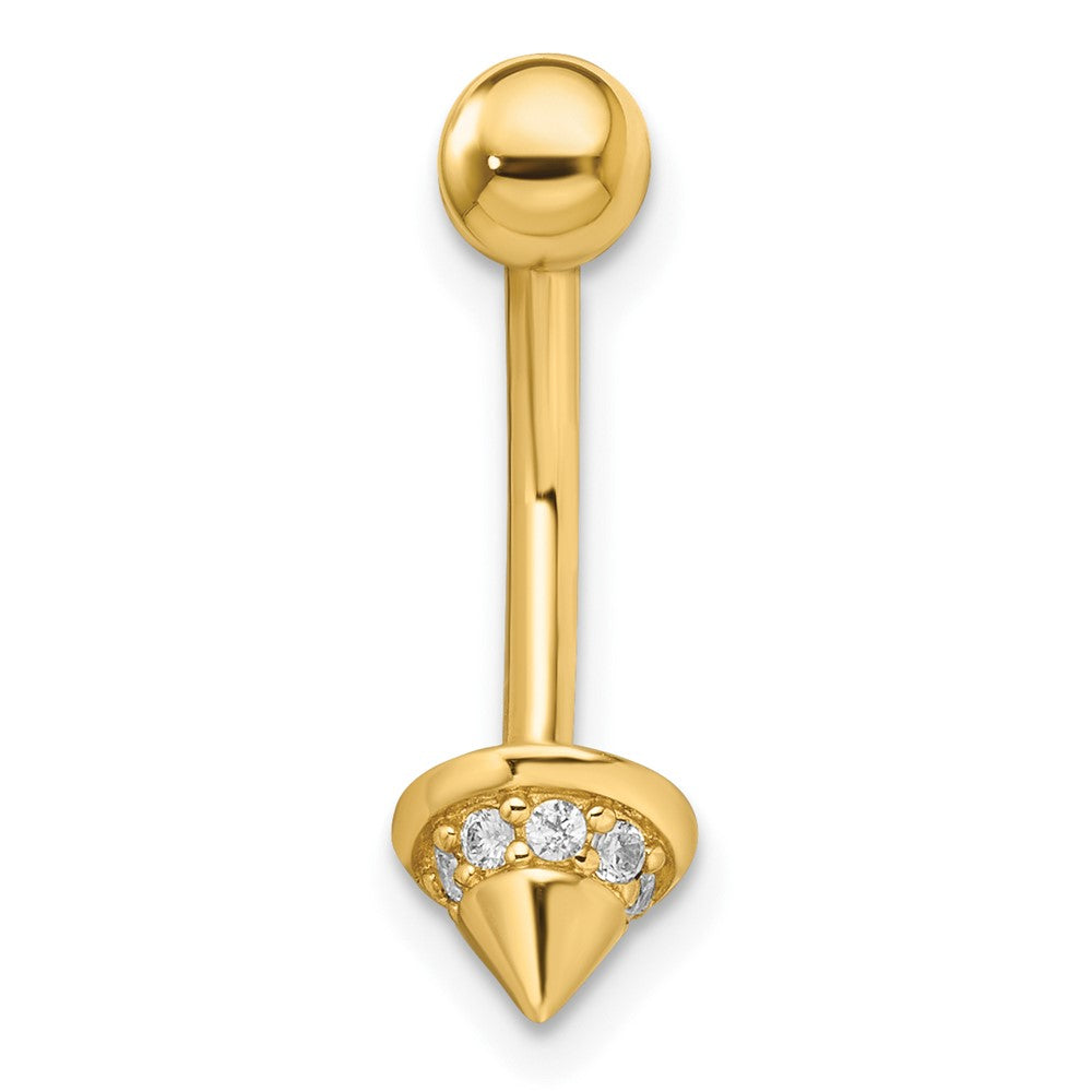 14k 14 gauge CZ Cone Belly Ring