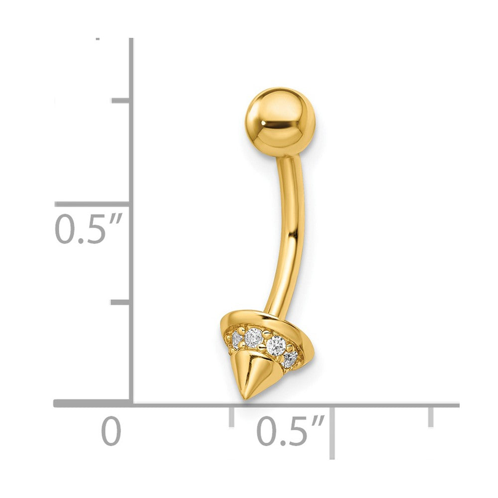 14k 14 gauge CZ Cone Belly Ring