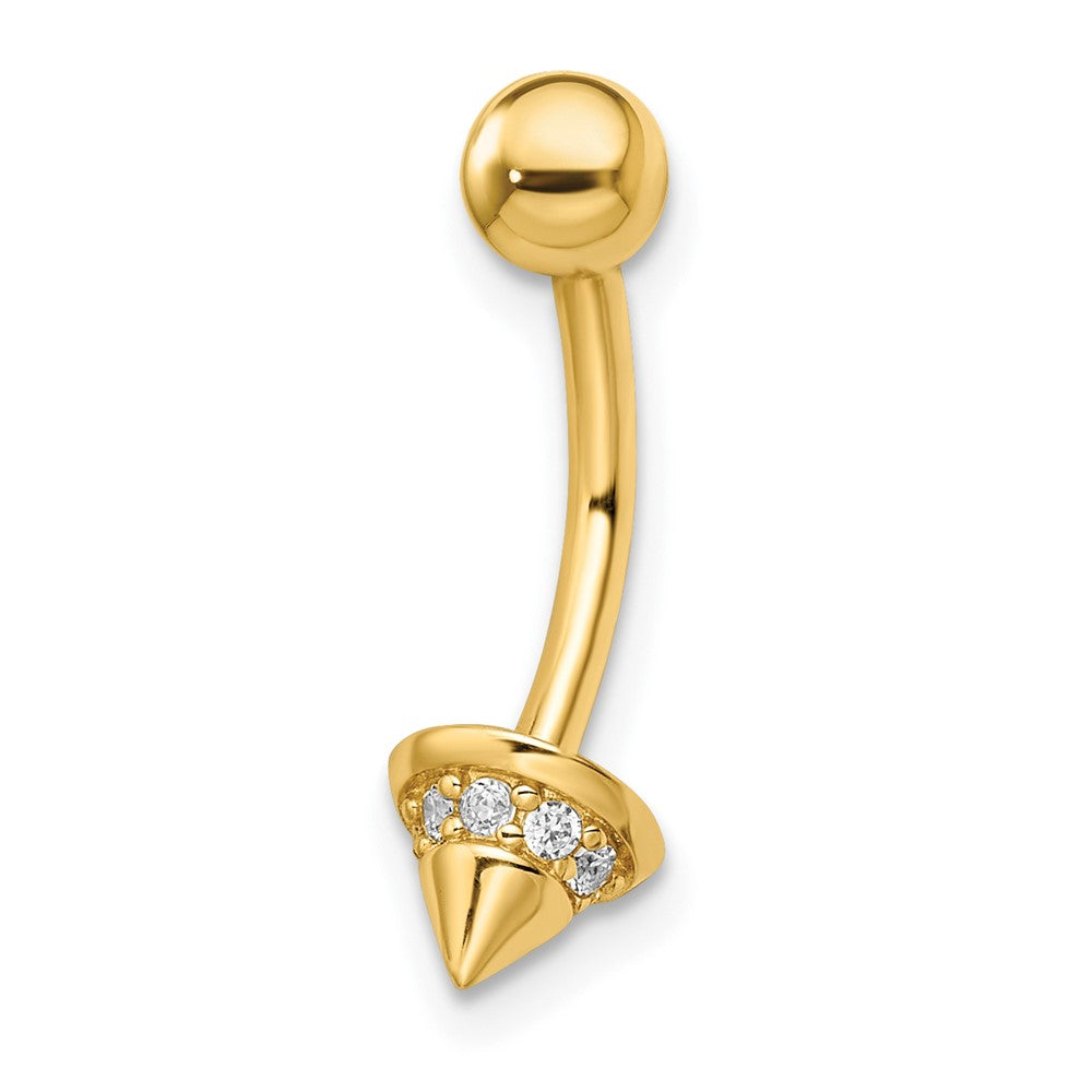 14k 14 gauge CZ Cone Belly Ring