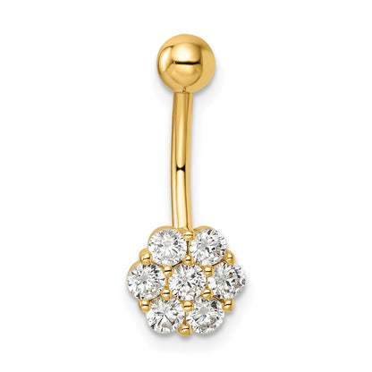 14k 14 Gauge CZ Flower Belly Ring