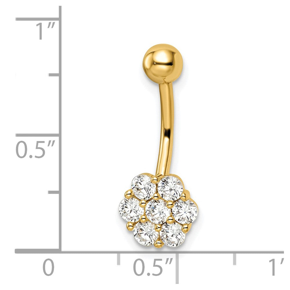 14k 14 Gauge CZ Flower Belly Ring