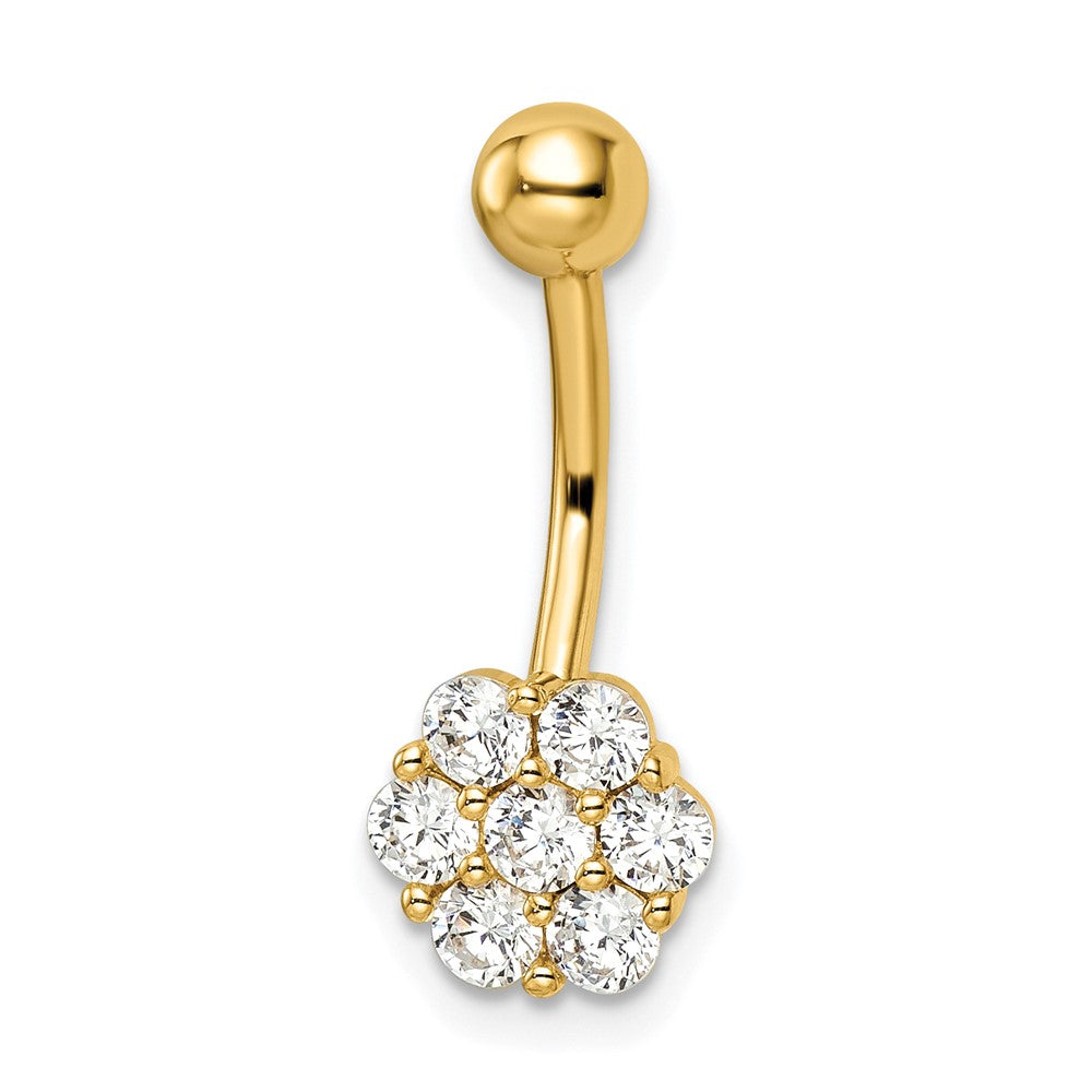 14k 14 Gauge CZ Flower Belly Ring