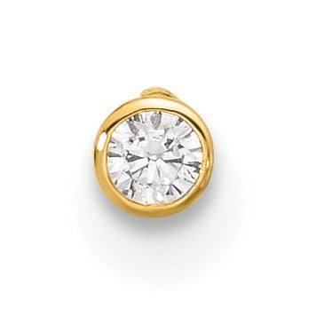 14k 21 Gauge Polished 2.5mm Round CZ Bezel Nose Stud