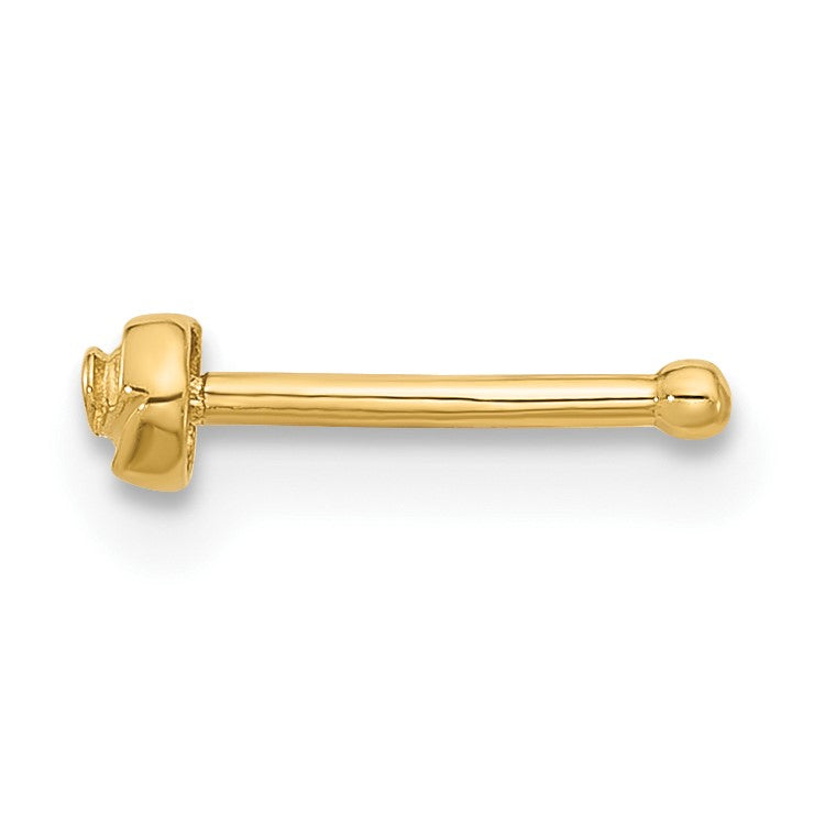 14k 20 Gauge Polished Rose Nose Stud