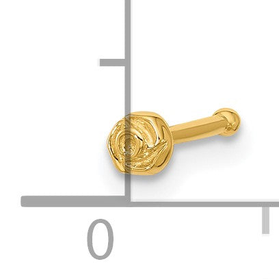 14k 20 Gauge Polished Rose Nose Stud