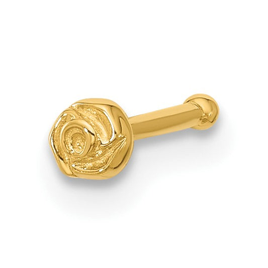 14k 20 Gauge Polished Rose Nose Stud