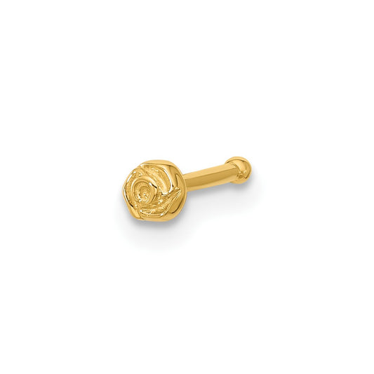 14k 20 Gauge Polished Rose Nose Stud