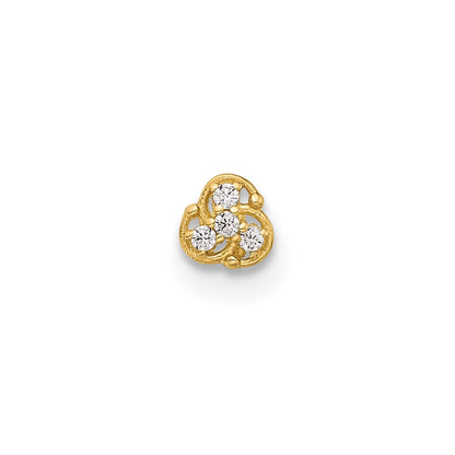 14K 20 Gauge Polished CZ Nose Stud