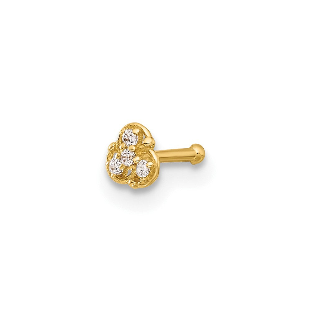 14K 20 Gauge Polished CZ Nose Stud