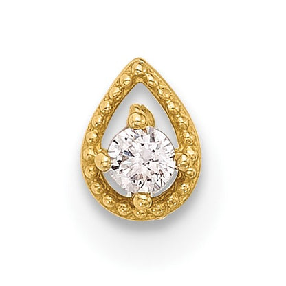 14K 20 Gauge Polished CZ Teardrop Nose Stud