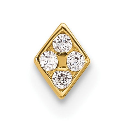 14k 22 Gauge Polished CZ Diamond-Shaped Nose Stud