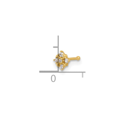 14K 20 Gauge Polished CZ Nose Stud