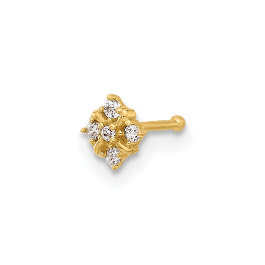 14K 20 Gauge Polished CZ Nose Stud