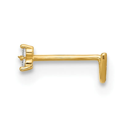 14k 23 Gauge Polished CZ Triangle Nose Stud