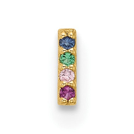 14k 22 Gauge Polished Multicolor CZ Bar Nose Stud