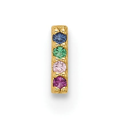 14k 22 Gauge Polished Multicolor CZ Bar Nose Stud
