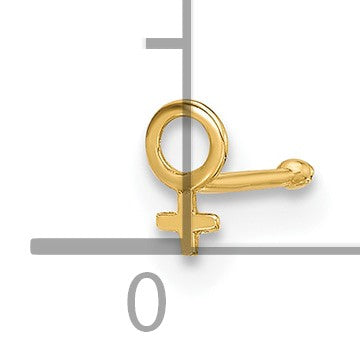14K 20 Gauge Polished Female Symbol Nose Stud