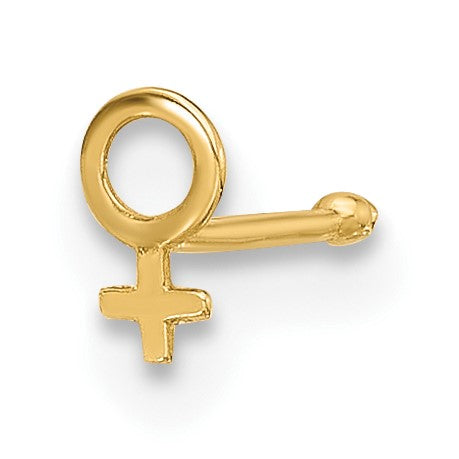 14K 20 Gauge Polished Female Symbol Nose Stud