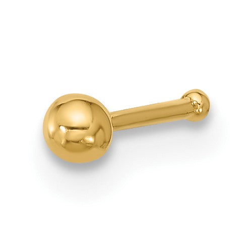 14k 22 Gauge Polished 2.5mm Ball Nose Stud