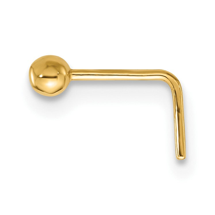 14k 22 Gauge Polished 2.5mm Ball Nose Stud