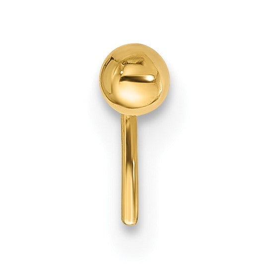 14k 22 Gauge Polished 2.5mm Ball Nose Stud