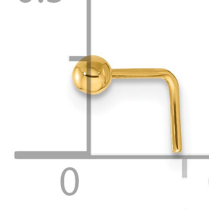 14k 22 Gauge Polished 2.5mm Ball Nose Stud