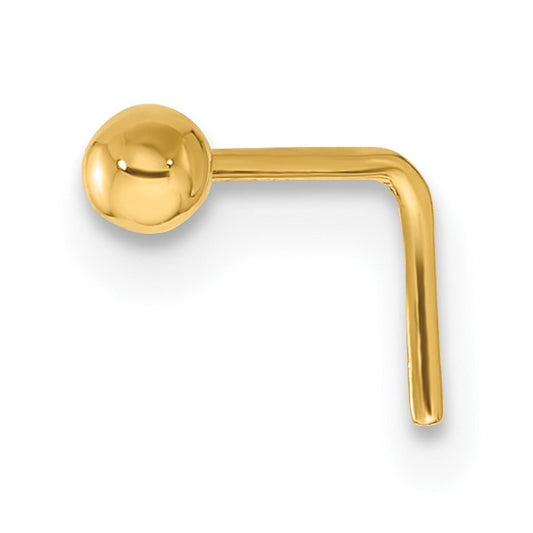 14k 22 Gauge Polished 2.5mm Ball Nose Stud