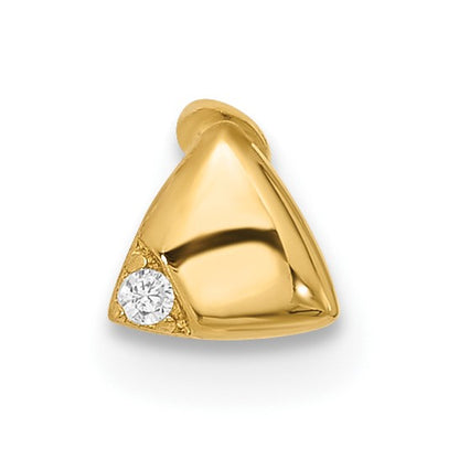 14k 18 Gauge Polished CZ Triangle Cartilage Stud