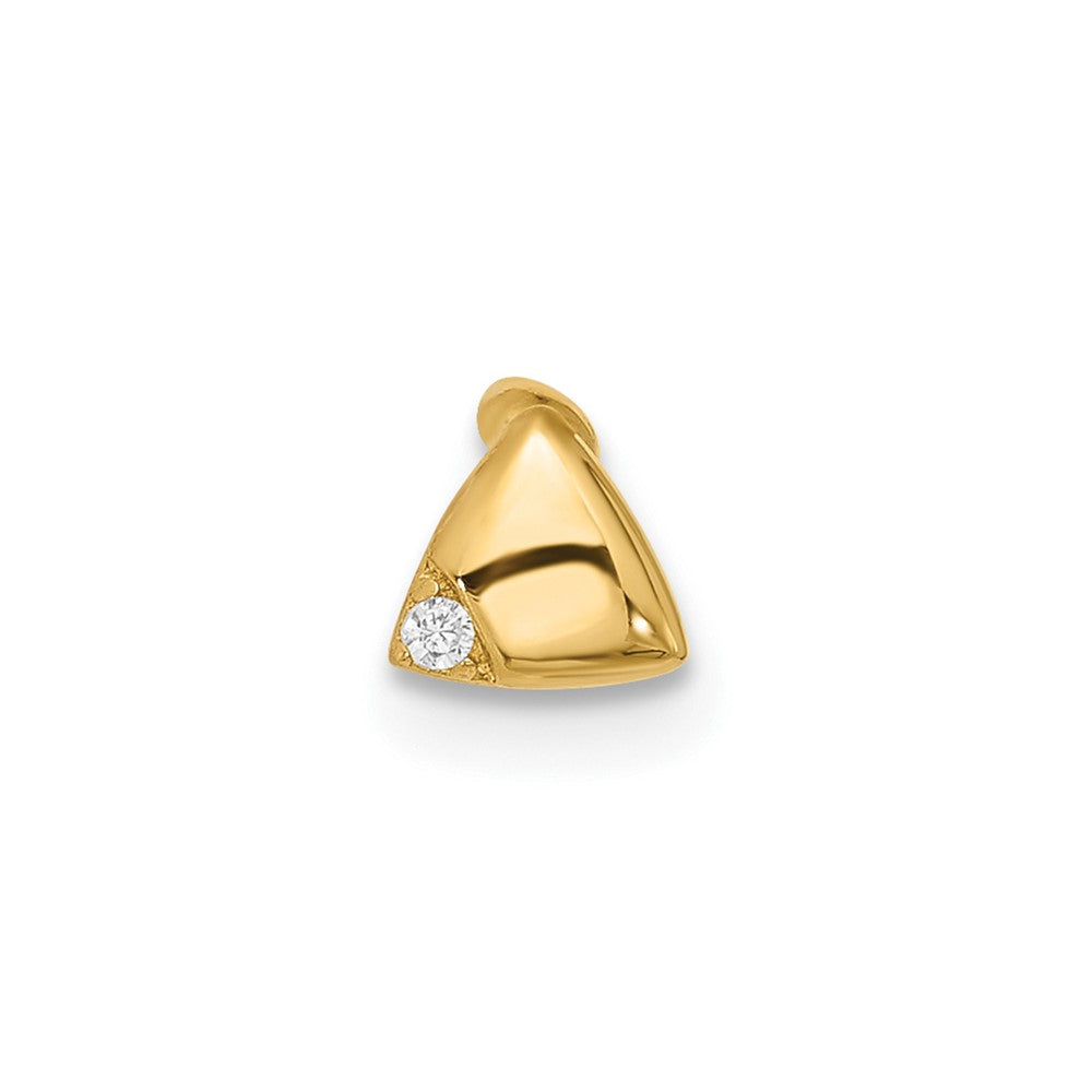 14k 18 Gauge Polished CZ Triangle Cartilage Stud