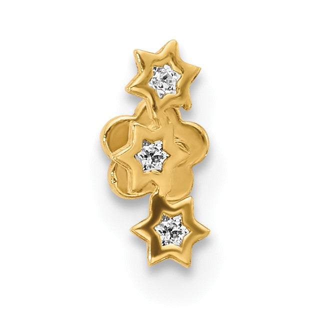 14K 18 Gauge CZ Stars Screwback Cartilage Body Jewelry