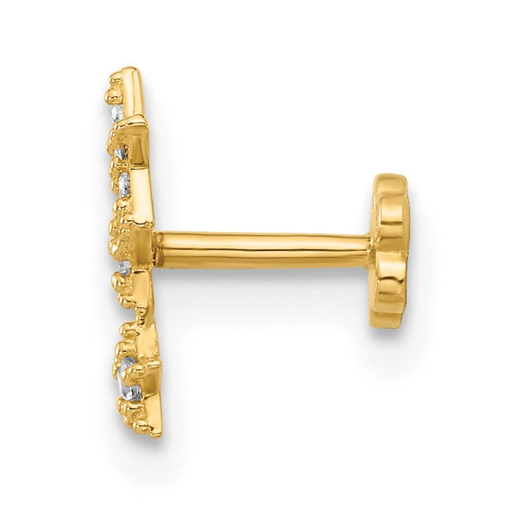 14K 18 Gauge Polished CZ Stars Cartilage Body Jewelry