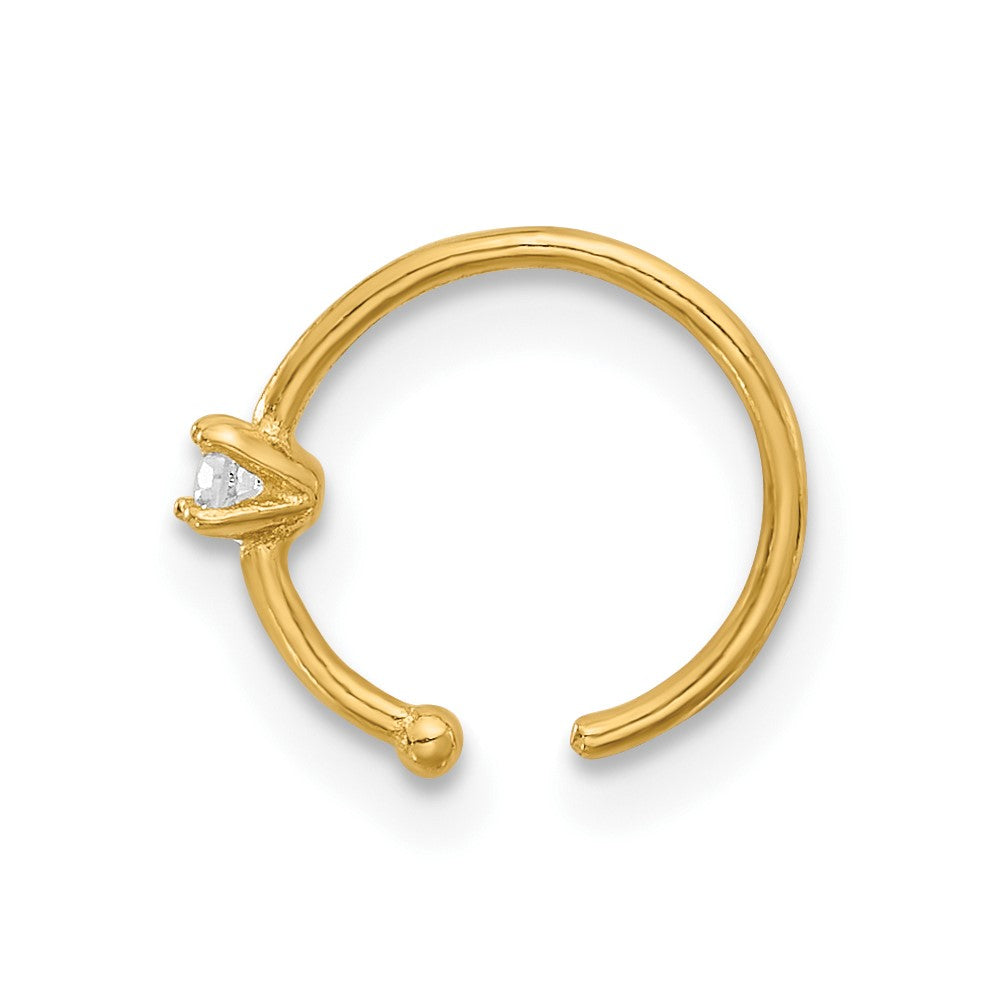 14K 20 Gauge Polished CZ Nose Ring