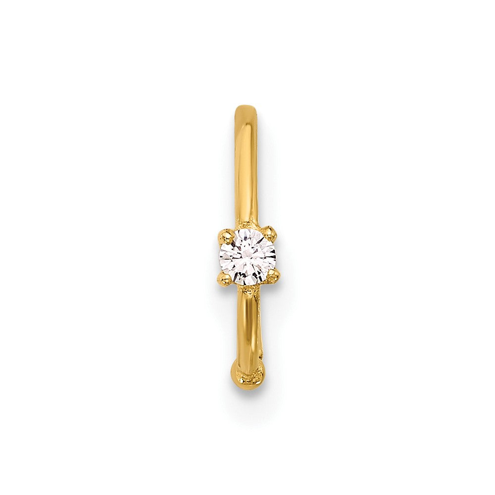 14K 20 Gauge Polished CZ Nose Ring