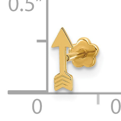 14K 18 Gauge Polished Arrow Cartilage Body Jewelry