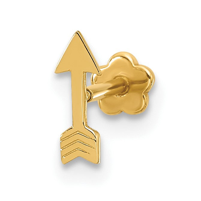 14K 18 Gauge Polished Arrow Cartilage Body Jewelry