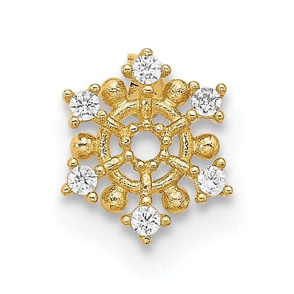 14k 18 Gauge Polished CZ Snowflake Cartilage Stud