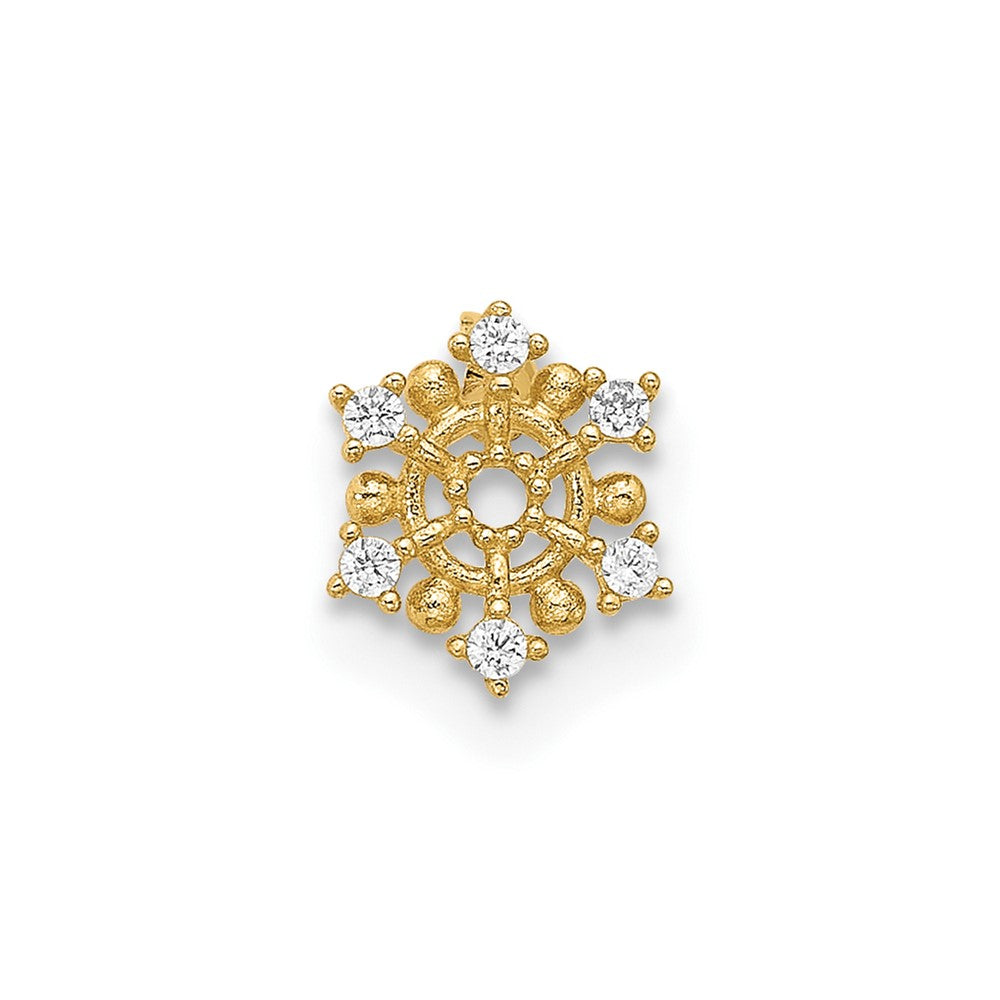 14k 18 Gauge Polished CZ Snowflake Cartilage Stud