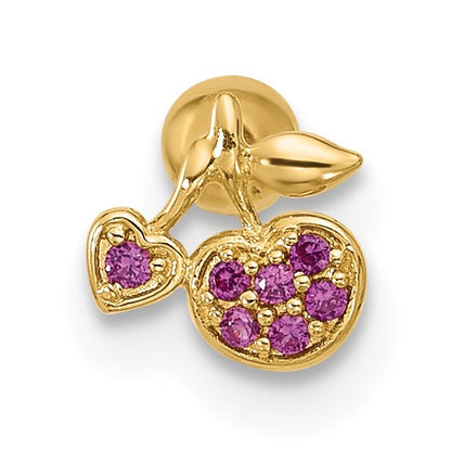 14K 18 Gauge Polished Red CZ Cherry Cartilage Stud
