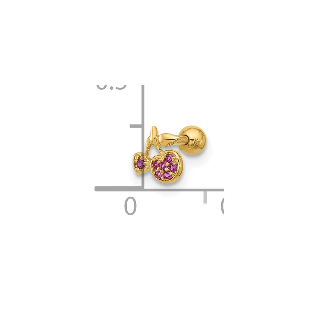 14K 18 Gauge Polished CZ Cherry Cartilage Stud