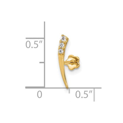 14K 18 Gauge Polished CZ Cartilage Body Jewelry