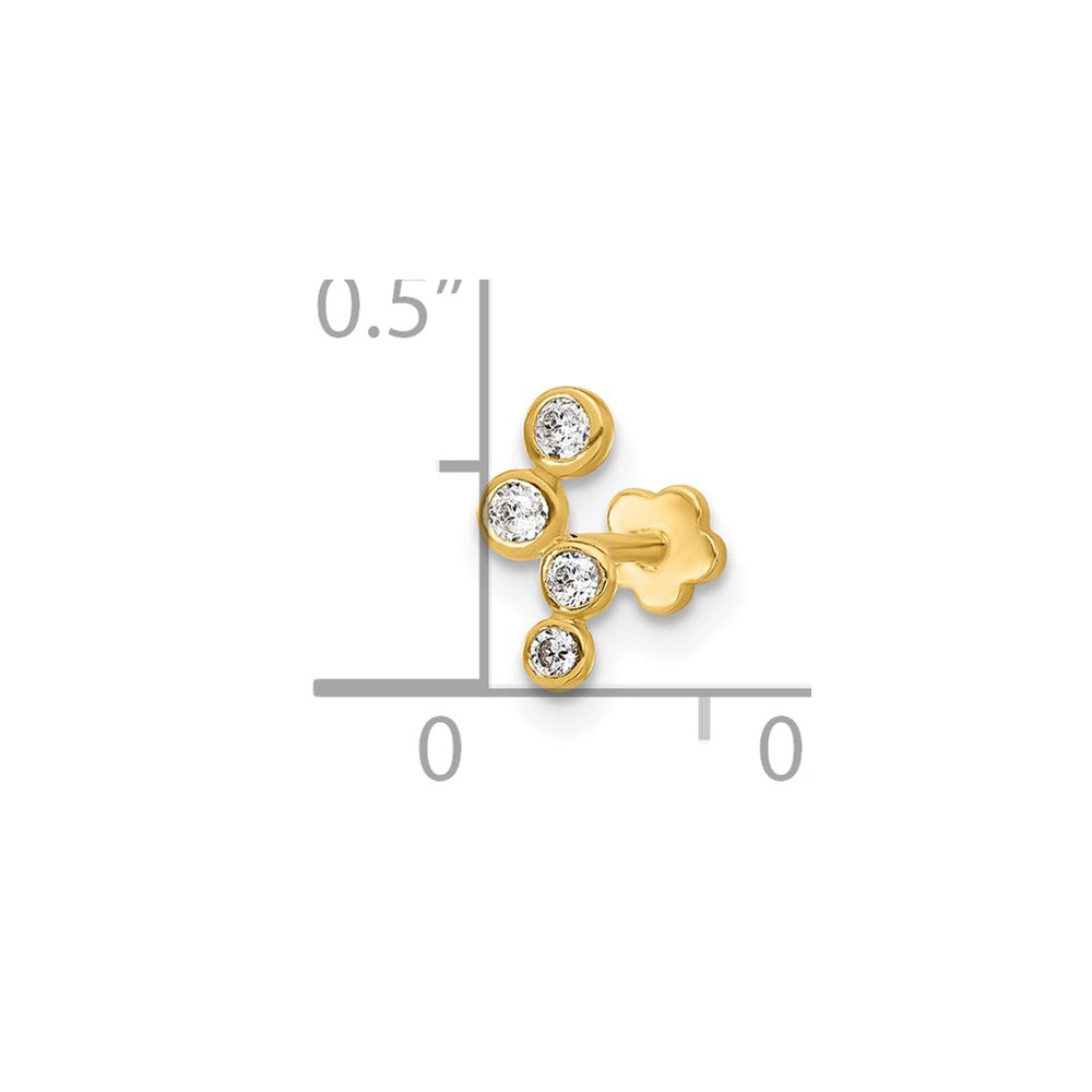 14K 18 Gauge Polished CZ Cartilage Body Jewelry