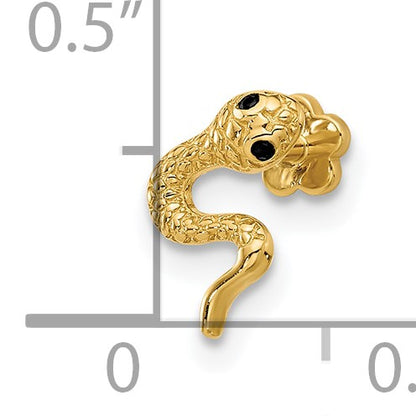 14K 18 Gauge Polished Black CZ Snake Cartilage Body Jewelry